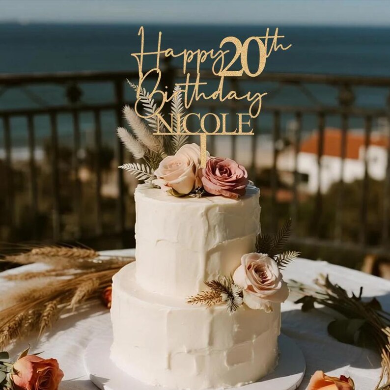 Personalized Wooden Birthday Cake Topper: Custom Name & Age - Etsy