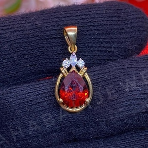 Handmade Vintage Jewellery Pendant, Garnet  Art Deco Simulated Garnet Pendant, Garnet Jewelry, Sterling Silver Woman&quot;s Pendant ,