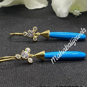 Art Deco,Unique Women, Bridal Earring,Handmade, Victorian Turquoise Earring ,Turquoise Earring Engagement Gift For Her,sterling silver 925