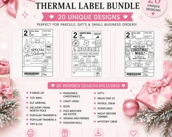 Christmas Inspired Thermal Label Bundle | 20 Printable 6x4 Gift & Parcel Labels | Instant Digital Download