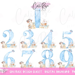 Descargas digitales PNG de cumpleaños piratas (edades 1-9) sublimación PNG