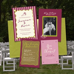 Illustrated Whimsical Wedding Suite Template Hand Drawn Hand-Drawn Scribble Design Editable RSVP Card Printable Colorful Invitation Set