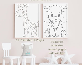 Printable Kids Animal Coloring Book for Toddlers | Baby Animals Coloring Pages | Fun Digital Activity Book | Easy Coloring Sheets PDF