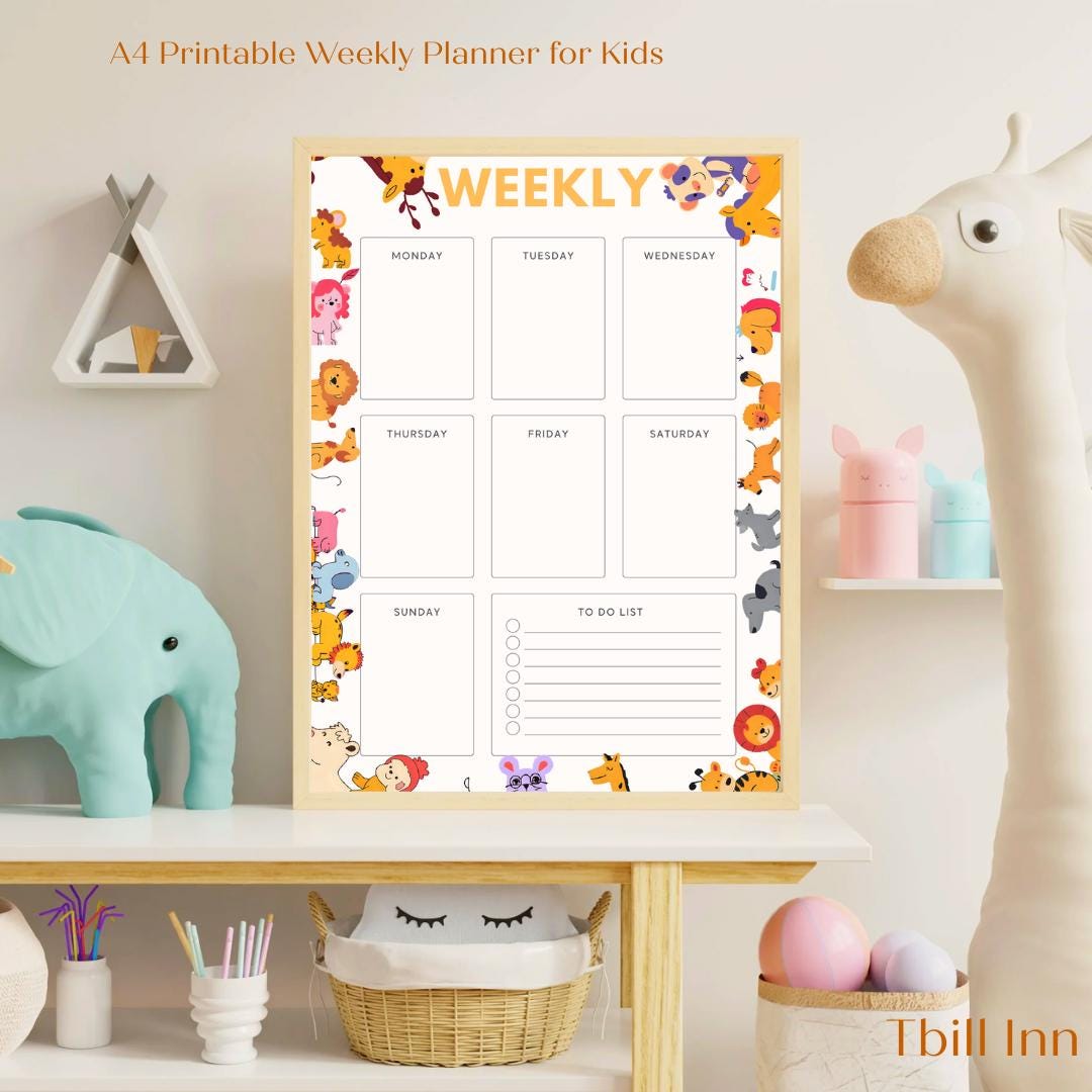 7 Day Routine Layout Kids Weekly Planner Printable – 7 Day Routine Chart – A4 PDF – Instant ...