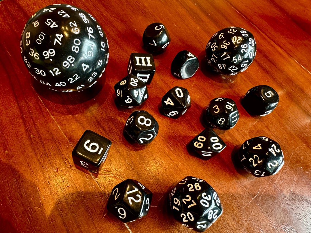 Zocchi Style Fifteen Piece Polyhedral TTRPG Dice Set | D3 | D4