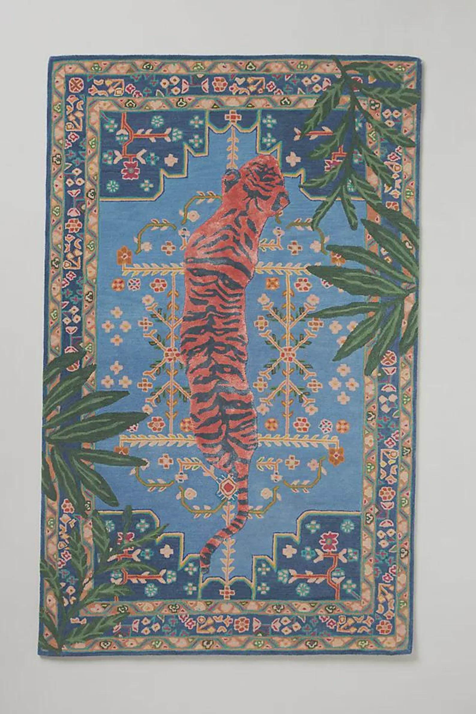 Anthropologie Bengal Tiger Multi Handmade Tufted Wool Area Rug For Bedroom Livingroom Office Kitchen Nursery Entryway modern 6x9, 8x10 Rug