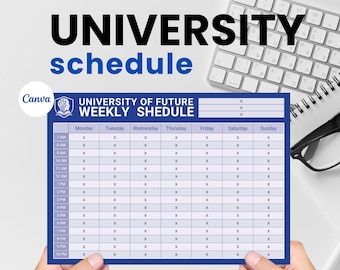 Cronograma Semanal Universitário – Imprimível | Modelo Canva Editável | Planejador de Aulas e Estudos