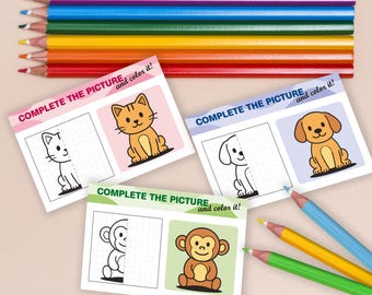 Printable Animal Symmetry Cards: Fine Motor Skills Game for Kids