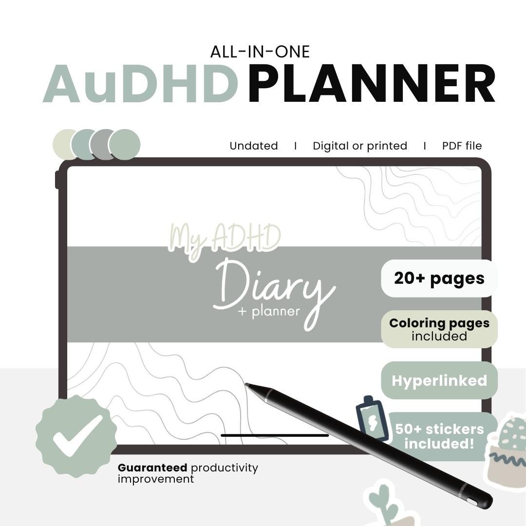 Audhd Planner – Digital Canva Template & Printable ADHD Journal ...