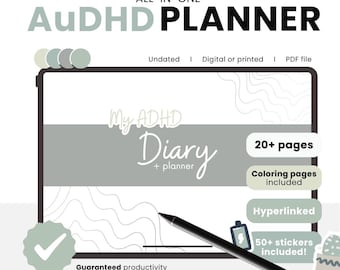 AuDHD Planner – Digital Canva Template & Printable ADHD Journal + Planner