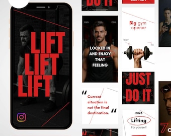 Gym Fitness Social Media Templates: Motivational Canva Reels (Digital Download)