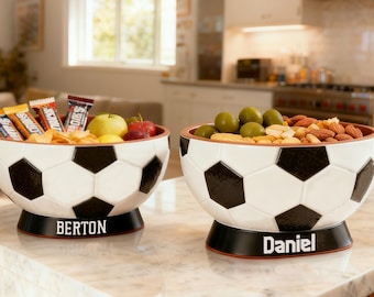 Personalisierte 3D Fußball Snackschale mit Namen,Fußball Leckerlischale,Movie Night Snacks,Popcorn Leckerlischale,Snackschale,Fußball Fans Geschenk