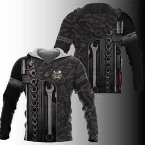 Custom Mechanic 3D Hoodie – Tool Kit Wrench & Socket All-Over Print, Garage Workwear, Auto Technician Gift