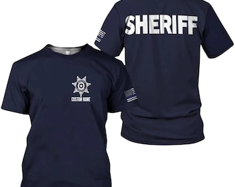 Custom Sheriff All-Over Print T-Shirt: Personalized Deputy Badge Tee