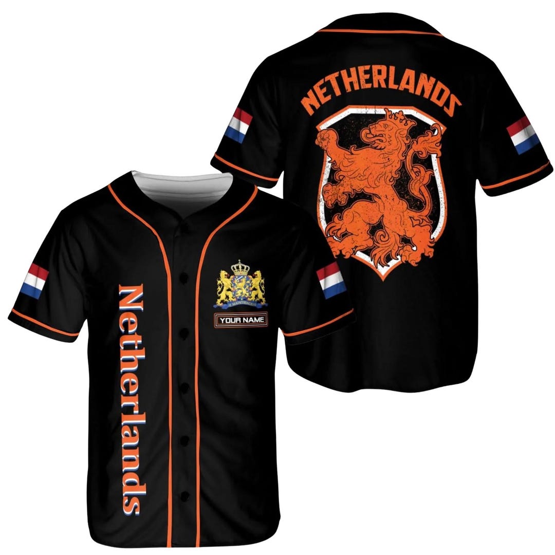 Netherlands Custom Baseball Jersey, Personalized Dutch Lion Shirt ...