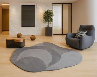 Tappeto astratto in lana annodato a mano: design organico moderno