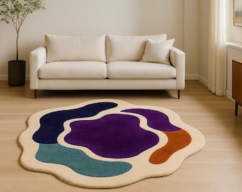 Tappeto astratto in seta annodato a mano: decorazione moderna per pavimenti