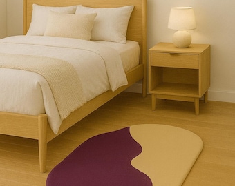 Alfombra de seda tejida a mano: diseño abstracto moderno, forma orgánica y curva.