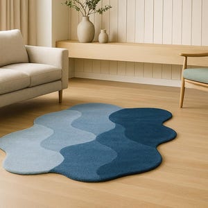Tappeto irregolare annodato a mano: design organico moderno, miscele di colori personalizzate