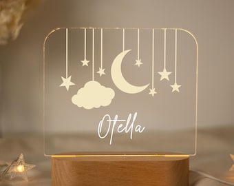 Kid Night Light With Name,Personalized Night Light,Baby Night Light,Stars And Moon Night Light,Newborn Gift,Gifts For Her,1st Birthday Gift