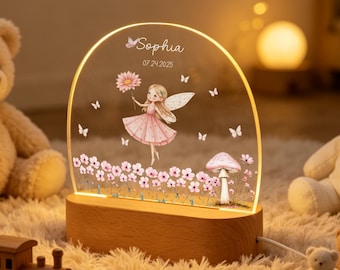 Personalized Princess Night Light, Custom Girls Name Lamp, Nursery Decor, Ballerina Bedroom Light,Baby Girl Gift,Floral Kids Nightlight