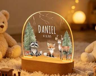 Personalized Night Light, Custom Name Lamp, Acrylic LED Kid Bedside Lamp, Animal Nursery Night Light, Kids Room Decor Baby Gift