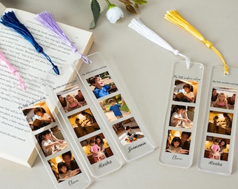 Personalised Photo Message Acrylic Bookmark with Tassel,Birthday,Mother's Day Gift for Her,Dad,Grandad Grandpa,Uncle,Book Lover Present