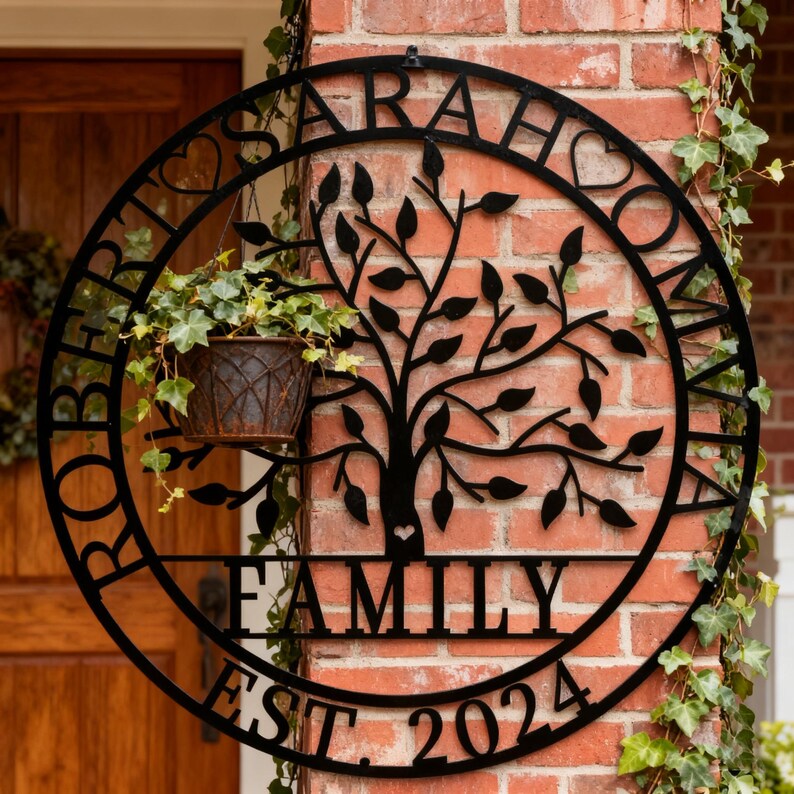 Custom Family Tree Metal Wall Art-custom Name Decor With Bird & Branch ...