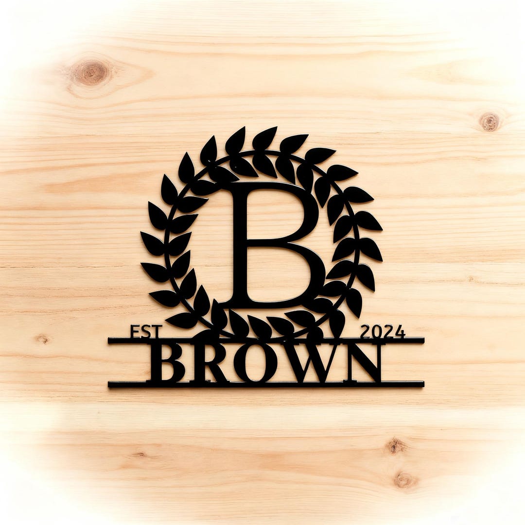 Custom Family Monogram Name Metal Sign With Date, Personalized Last ...
