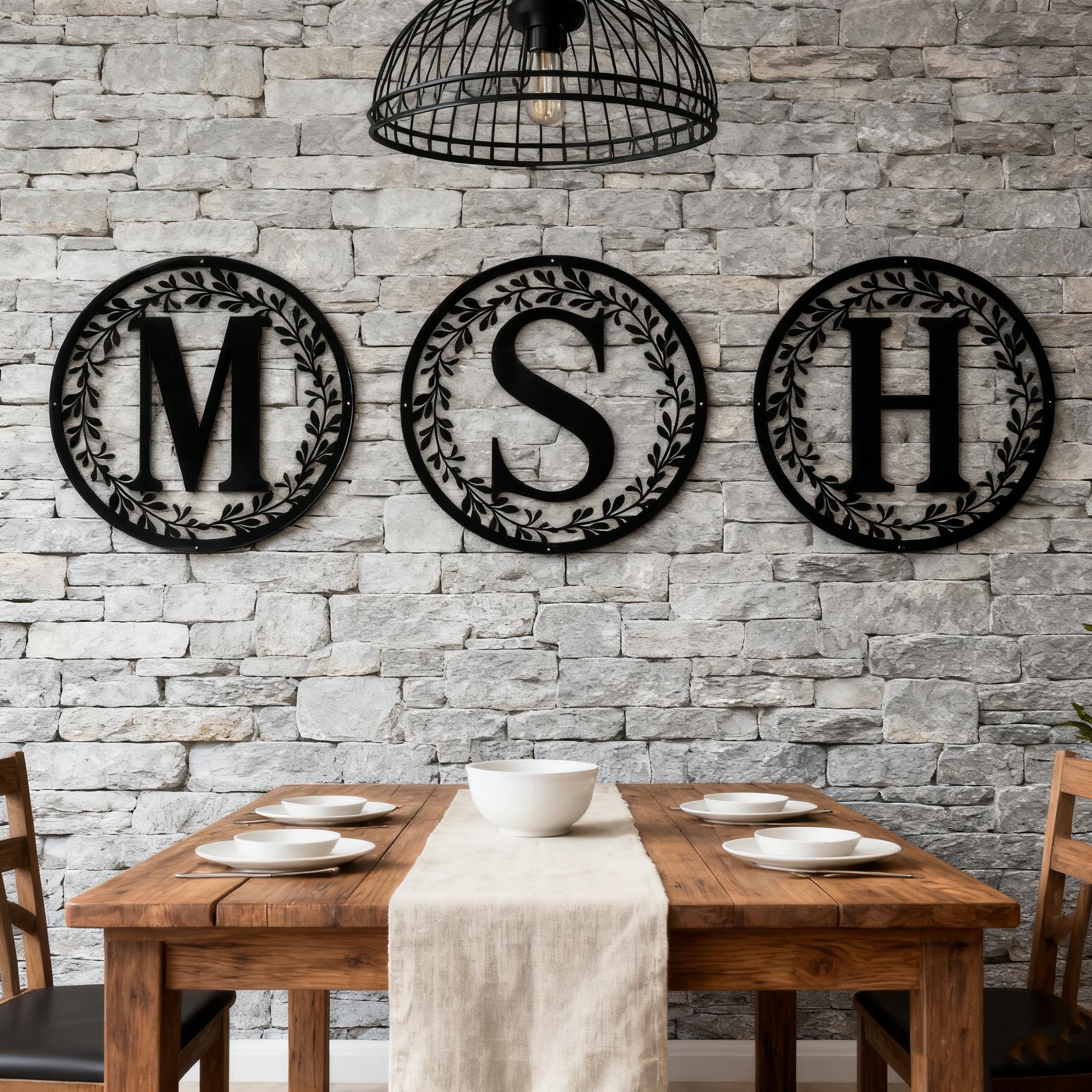 Custom Metal Monogram Wall Art-personalized Initial Letter Sign With ...