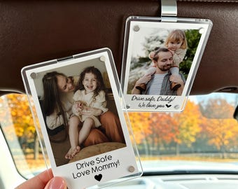 Custom Acrylic Sun Visor Picture Clip,Family Photo Car Visor Clip,Car Photo Decor Family Portrait Visor Clip,Drive Safe Dad Gift Fathers Day