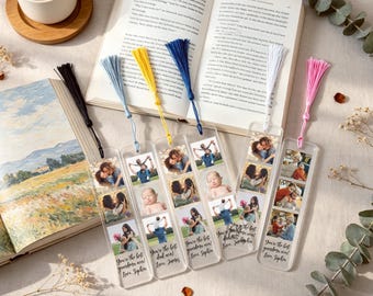Book Lover Gift: Personalized Acrylic Photo Bookmark, Custom Tassel Strip