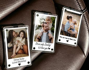 Personalized Photo Visor Clip, Custom Car Picture Holder, Drive Safe Gift for Dad, Grandpa Papa Car Keepsake Gift