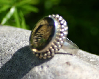 Vintage Sterling Silver Statement Ring, Forest green, Jewelry, Christmas, Engagement, Bridal, Wedding Bands, Southwestern, Tribal wear, Boho