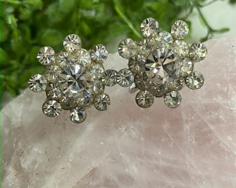 Pendientes de cristal con incrustaciones de diamantes de imitación y cierre de rosca, pendientes vintage de cristal transparente
