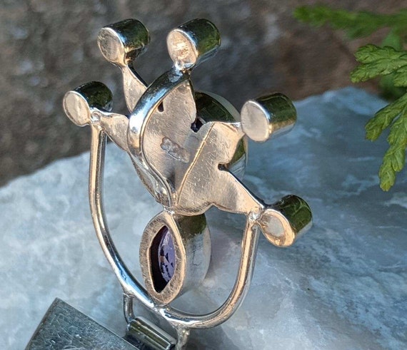 Celestial Sterling Silver Pendant, Hinged, Amethy… - image 6