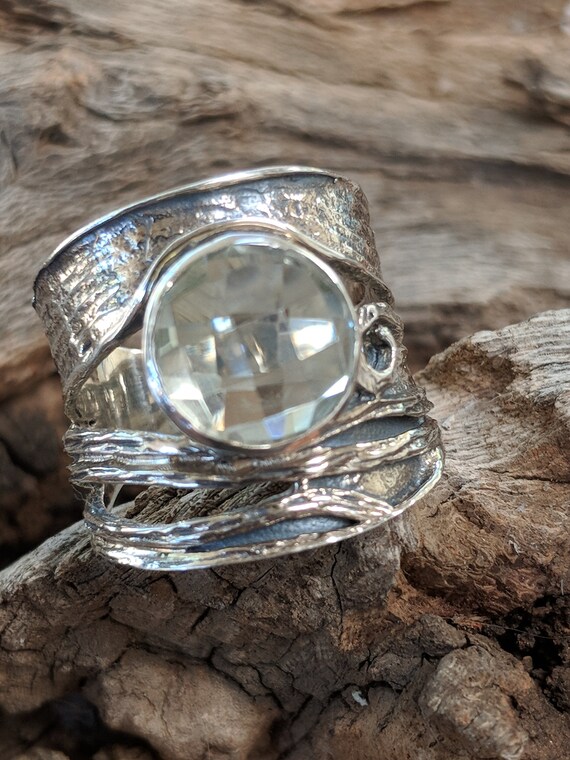 YS 925 Green Amethyst Ring Ssze 6 1 2 Made in India Sterling