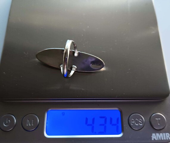 Sterling Silver Turquoise Ring, Native American 9… - image 10