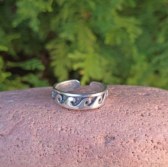 Toe Ring, Rolling Wave Sterling Silver Toe Ring, … - image 2
