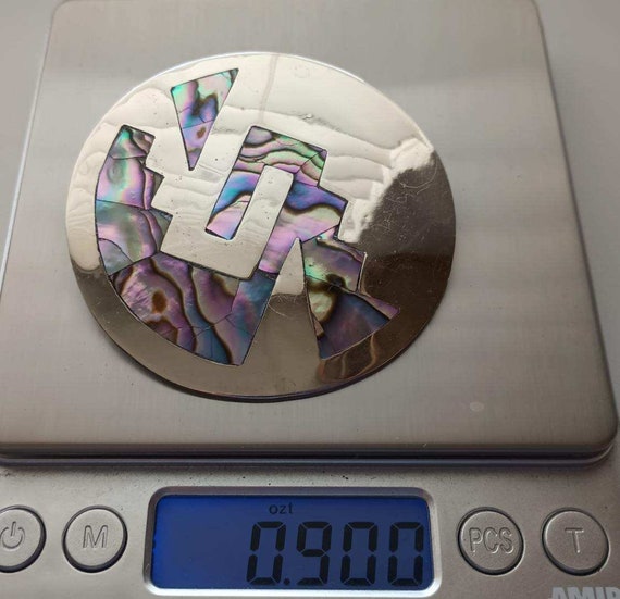 Abalone Shell Inlay Pendant & Brooch, Alpaca Mexi… - image 8