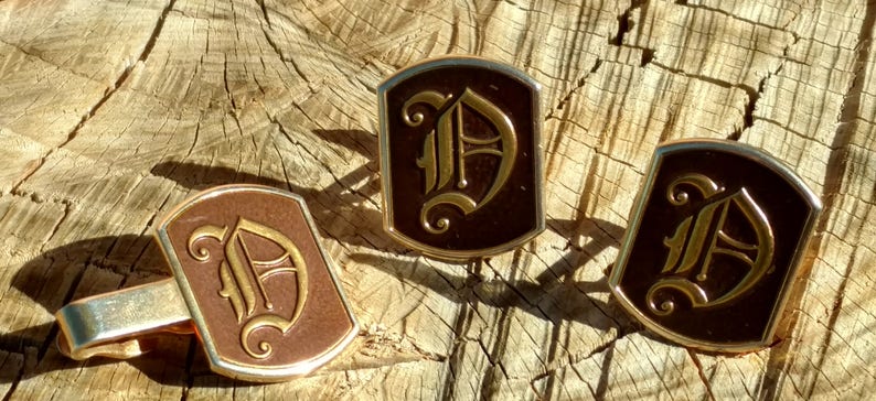 Wedding gifts for him tie tack Swank cufflinks and tie clip Christmas Vintage apparel men/'s fashion brown Swank Jewelry tuxedo