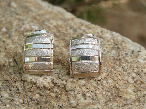 Sterling Silver Rectangular Earrings, 925 Jewelry… - image 2