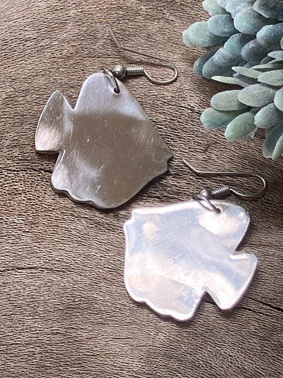 Abalone inlay shell fish earrings dangling earrin… - image 2