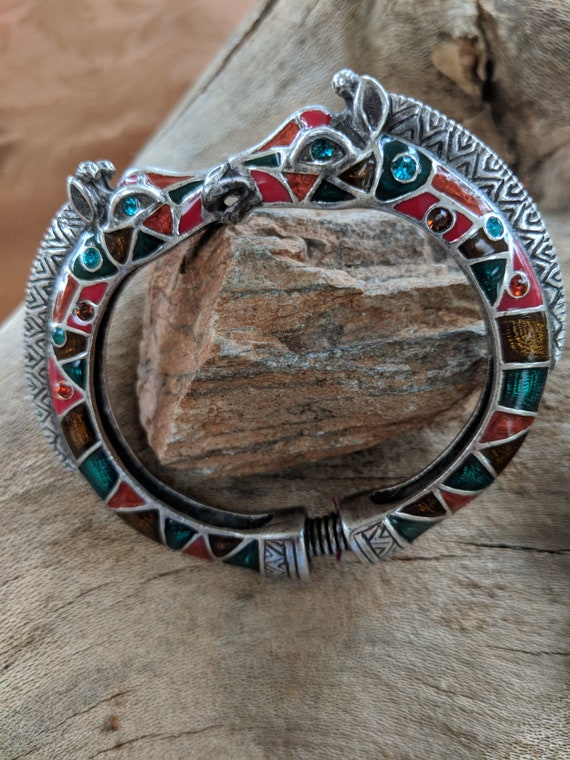 Giraffe Double Head Bracelet, Statement Bangle, S… - image 8