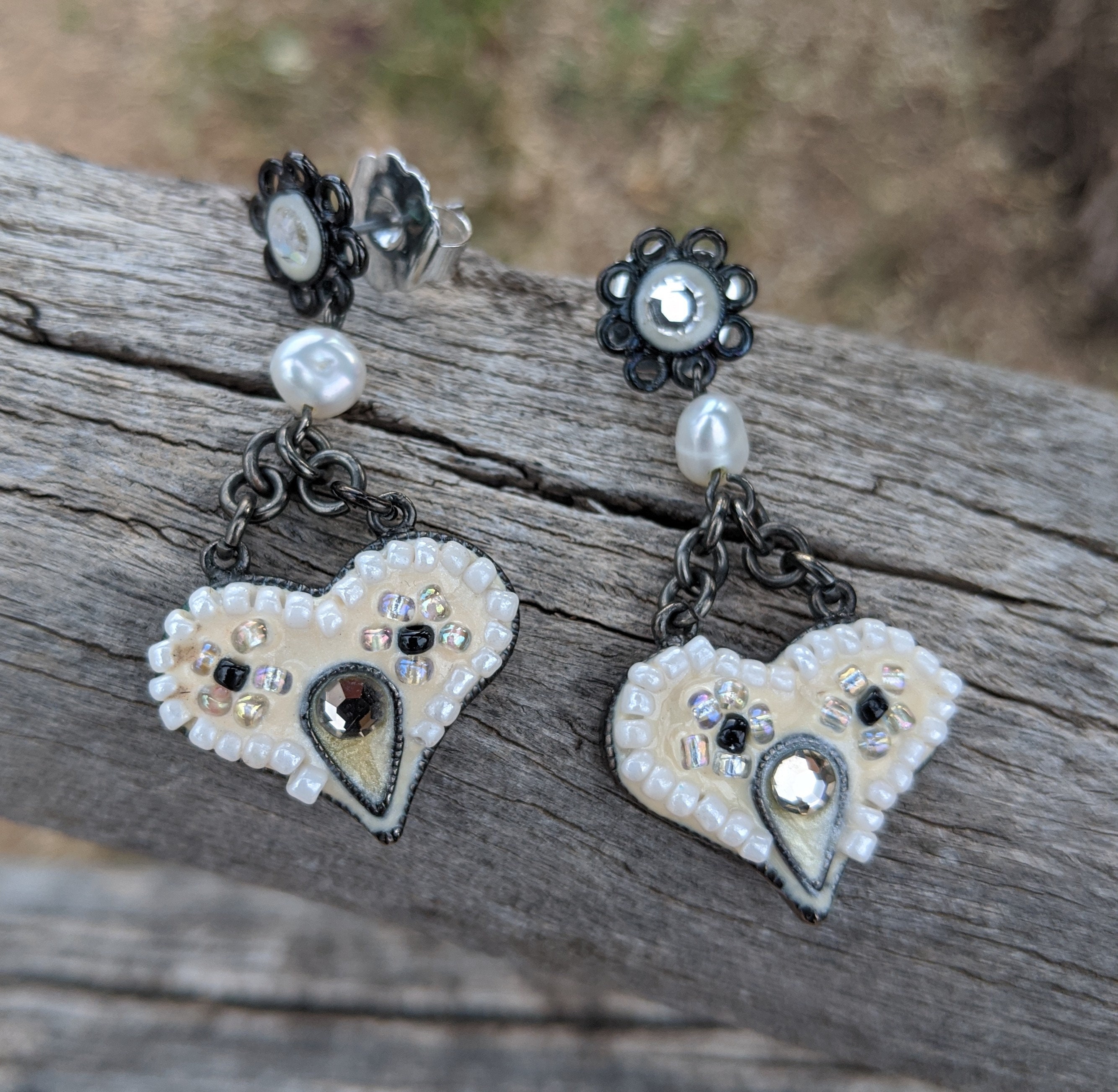 Owl Heart Shape Earrings,  Dangle & Drop, For Pierced Ears, Wildlife Jewelry, Bird Lovers Gift,