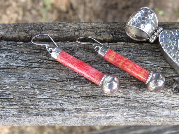 Coral and Sterling Silver Pendant and Earrings, J… - image 7