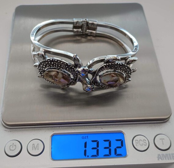 Abalone Shell Turtle Bracelet, Hinged, Vintage Co… - image 10