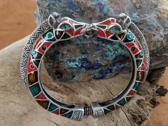 Giraffe Double Head Bracelet, Statement Bangle, S… - image 3