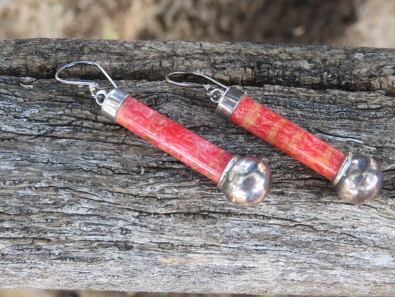 Coral and Sterling Silver Pendant and Earrings, J… - image 8