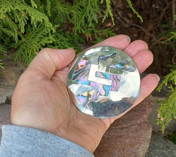 Abalone Shell Inlay Pendant & Brooch, Alpaca Mexi… - image 10